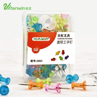 Office Equipment Tenwin 2603 colorful 50pcs push pin with PP box