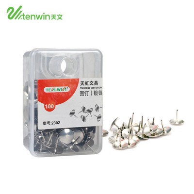 office accessories Tenwin 2302 Metal silver thumbtack with PP box